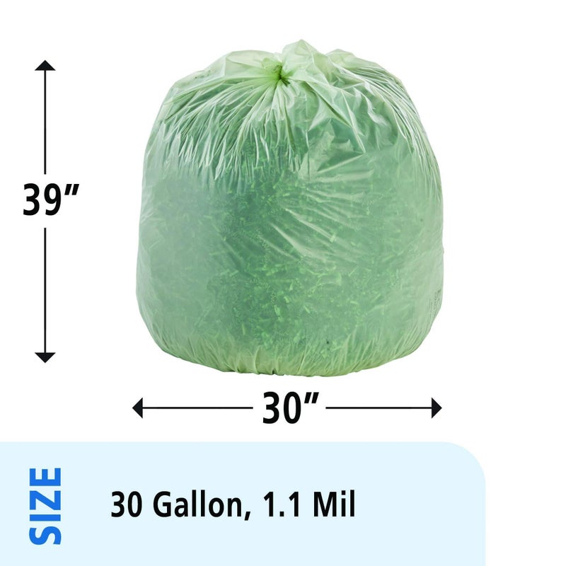 Stout by Envision Ecosafe-6400 Bags, 30 Gal, 1.1 Mil, 30" X 39", Green, 48/box - Image 2